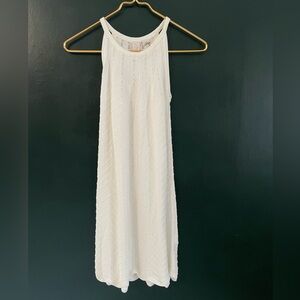 Joie Pointelle Knit Sleeveless Midi Dress Ivory White Chevron Size XS